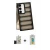 MARSİLYAN™- Galaxy S24 Kılıf Yadigar Doku Özel Seri - Siyah Polymer Nano Ekran Koruyucu + Bilvis Titan Kamera Lens - SH