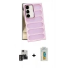 MARSİLYAN™- Galaxy S24 Kılıf Yadigar Doku Özel Seri - Siyah Polymer Nano Ekran Koruyucu + PVD Metal Kamera Lens - DNMR