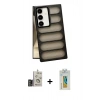 MARSİLYAN™- Galaxy S24 Kılıf Yadigar Doku Özel Seri - Siyah Polymer Nano Ekran Koruyucu + Bilvis Titan Kamera Lens - GD