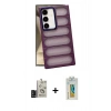 MARSİLYAN™- Galaxy S24 Kılıf Yadigar Doku Özel Seri - Siyah Polymer Nano Ekran Koruyucu + Bilvis Titan Kamera Lens - SH
