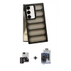 MARSİLYAN™- Galaxy S24 Kılıf Yadigar Doku Özel Seri - Siyah Vanessa Magic Cam + PVD Metal Kamera Lens - DNMR