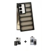 MARSİLYAN™- Galaxy S24 Kılıf Yadigar Doku Özel Seri - Siyah Vanessa Magic Hayalet Cam + PVD Metal Kamera Lens - DNMR