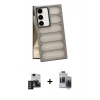 MARSİLYAN™- Galaxy S24 Kılıf Yadigar Doku Özel Seri - Siyah Vanessa Magic Hayalet Cam + PVD Metal Kamera Lens - DNMR
