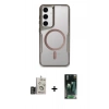 MARSİLYAN™- Galaxy S24 Kılıf Yadigar Klasik Özel Seri - Şeffaf 360 Full Body Arka Koruyucu + Bilvis Titan Kamera Lens - GD