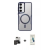 MARSİLYAN™- Galaxy S24 Kılıf Yadigar Klasik Özel Seri - Şeffaf Pasifik Cam Ekran Koruyucu + PVD Metal Kamera Lens - TNGI