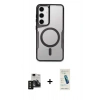 MARSİLYAN™- Galaxy S24 Kılıf Yadigar Klasik Özel Seri - Şeffaf Pasifik Cam Ekran Koruyucu + PVD Metal Kamera Lens - SH