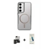 MARSİLYAN™- Galaxy S24 Kılıf Yadigar Klasik Özel Seri - Şeffaf Pasifik Cam Ekran Koruyucu + PVD Metal Kamera Lens - SH