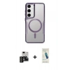MARSİLYAN™- Galaxy S24 Kılıf Yadigar Klasik Özel Seri - Şeffaf Pasifik Cam Ekran Koruyucu + PVD Metal Kamera Lens - SH