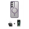 MARSİLYAN™- Galaxy S24 Kılıf Yadigar Klasik Özel Seri - Siyah 360 Mat Full Body Arka Koruyucu + Kamera Lens Koruma Cam - SF
