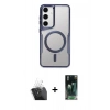 MARSİLYAN™- Galaxy S24 Kılıf Yadigar Klasik Özel Seri - Siyah 360 Mat Full Body Arka Koruyucu + Kamera Lens Koruma Cam - SF
