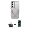 MARSİLYAN™- Galaxy S24 Kılıf Yadigar Klasik Özel Seri - Siyah 360 Mat Full Body Arka Koruyucu + Kamera Lens Koruma Cam - SF