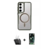 MARSİLYAN™- Galaxy S24 Kılıf Yadigar Klasik Özel Seri - Siyah 360 Mat Full Body Arka Koruyucu + Kamera Lens Koruma Cam - SF