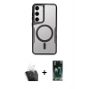 MARSİLYAN™- Galaxy S24 Kılıf Yadigar Klasik Özel Seri - Siyah 360 Mat Full Body Arka Koruyucu + Kamera Lens Koruma Cam - SF