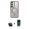 MARSİLYAN™- Galaxy S24 Kılıf Yadigar Klasik Özel Seri - Siyah 360 Mat Full Body Arka Koruyucu + Kamera Lens Koruma Cam - SF