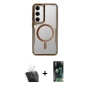 MARSİLYAN™- Galaxy S24 Kılıf Yadigar Klasik Özel Seri - Siyah 360 Mat Full Body Arka Koruyucu + Kamera Lens Koruma Cam - SF