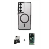 MARSİLYAN™- Galaxy S24 Kılıf Yadigar Klasik Özel Seri - Siyah 360 Mat Full Body Arka Koruyucu + PVD Metal Kamera Lens - SH