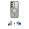MARSİLYAN™- Galaxy S24 Kılıf Yadigar Klasik Özel Seri - Siyah 3D Antistatik Cam Ekran Koruyucu + Bilvis Titan Kamera Lens - SH