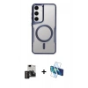 MARSİLYAN™- Galaxy S24 Kılıf Yadigar Klasik Özel Seri - Siyah 3D Antistatik Cam Ekran Koruyucu + PVD Metal Kamera Lens - DNMR