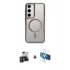 MARSİLYAN™- Galaxy S24 Kılıf Yadigar Klasik Özel Seri - Siyah 3D Antistatik Cam Ekran Koruyucu + PVD Metal Kamera Lens - DNMR