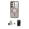 MARSİLYAN™- Galaxy S24 Kılıf Yadigar Klasik Özel Seri - Siyah 3D Antistatik Hayalet Cam Ekran Koruyucu + Bilvis Titan Kamera Lens - GD