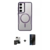 MARSİLYAN™- Galaxy S24 Kılıf Yadigar Klasik Özel Seri - Siyah 3D Antistatik Hayalet Cam Ekran Koruyucu + PVD Metal Kamera Lens - DNMR