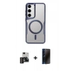 MARSİLYAN™- Galaxy S24 Kılıf Yadigar Klasik Özel Seri - Siyah 3D Antistatik Hayalet Cam Ekran Koruyucu + PVD Metal Kamera Lens - DNMR