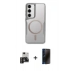 MARSİLYAN™- Galaxy S24 Kılıf Yadigar Klasik Özel Seri - Siyah 3D Antistatik Hayalet Cam Ekran Koruyucu + PVD Metal Kamera Lens - DNMR