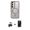 MARSİLYAN™- Galaxy S24 Kılıf Yadigar Klasik Özel Seri - Siyah 3D Antistatik Hayalet Cam Ekran Koruyucu + PVD Metal Kamera Lens - GD