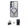 MARSİLYAN™- Galaxy S24 Kılıf Yadigar Klasik Özel Seri - Siyah 3D Antistatik Hayalet Cam Ekran Koruyucu + PVD Metal Kamera Lens - TNGI