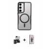 MARSİLYAN™- Galaxy S24 Kılıf Yadigar Klasik Özel Seri - Siyah Bilvis 3D Cam Ekran Koruyucu + PVD Metal Kamera Lens - GD