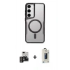 MARSİLYAN™- Galaxy S24 Kılıf Yadigar Klasik Özel Seri - Siyah Bilvis Hayalet Cam Ekran Koruyucu + PVD Metal Kamera Lens - GD