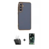 MARSİLYAN™- Galaxy S24 Kılıf Yankı Serisi - Şeffaf 360 Full Body Arka Koruyucu + Kamera Lens Koruma Cam - SF