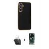 MARSİLYAN™- Galaxy S24 Kılıf Yankı Serisi - Şeffaf 360 Full Body Arka Koruyucu + Kamera Lens Koruma Cam - SF
