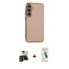 MARSİLYAN™- Galaxy S24 Kılıf Yankı Serisi - Şeffaf Pasifik Cam Ekran Koruyucu + PVD Metal Kamera Lens - DNMR