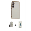 MARSİLYAN™- Galaxy S24 Kılıf Yankı Serisi - Şeffaf Pasifik Cam Ekran Koruyucu + Bilvis Titan Kamera Lens - GD