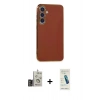 MARSİLYAN™- Galaxy S24 Kılıf Yankı Serisi - Şeffaf Pasifik Cam Ekran Koruyucu + Bilvis Titan Kamera Lens - GD