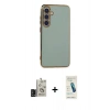 MARSİLYAN™- Galaxy S24 Kılıf Yankı Serisi - Şeffaf Pasifik Cam Ekran Koruyucu + Bilvis Titan Kamera Lens - SH