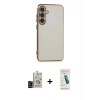 MARSİLYAN™- Galaxy S24 Kılıf Yankı Serisi - Şeffaf Pasifik Cam Ekran Koruyucu + Bilvis Titan Kamera Lens - SH