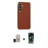 MARSİLYAN™- Galaxy S24 Kılıf Yankı Serisi - Siyah 360 Mat Full Body Arka Koruyucu + Bilvis Titan Kamera Lens - SH