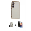 MARSİLYAN™- Galaxy S24 Kılıf Yankı Serisi - Siyah 3D Antistatik Mat Seramik Nano Ekran Koruyucu + Bilvis Titan Kamera Lens - SH