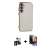 MARSİLYAN™- Galaxy S24 Kılıf Yankı Serisi - Siyah 3D Antistatik Mat Seramik Nano Ekran Koruyucu + PVD Metal Kamera Lens - SH