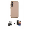 MARSİLYAN™- Galaxy S24 Kılıf Yankı Serisi - Siyah 3D Antistatik Mat Seramik Nano Ekran Koruyucu + PVD Metal Kamera Lens - TNGI