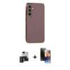 MARSİLYAN™- Galaxy S24 Kılıf Yankı Serisi - Siyah 3D Antistatik Mat Seramik Nano Ekran Koruyucu + PVD Metal Kamera Lens - TNGI