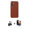 MARSİLYAN™- Galaxy S24 Kılıf Yankı Serisi - Siyah 3D Antistatik Mat Seramik Nano Ekran Koruyucu + PVD Metal Kamera Lens - TNGI