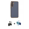 MARSİLYAN™- Galaxy S24 Kılıf Yankı Serisi - Siyah 3D Antistatik Seramik Nano Ekran Koruyucu + PVD Metal Kamera Lens - SH
