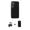 MARSİLYAN™- Galaxy S24 Kılıf Yankı Serisi - Siyah 6D Antistatik Mat Seramik Hayalet Nano Ekran Koruyucu + PVD Metal Kamera Lens - DNMR