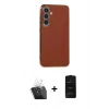 MARSİLYAN™- Galaxy S24 Kılıf Yankı Serisi - Siyah 6D Antistatik Mat Seramik Hayalet Nano Ekran Koruyucu + Kamera Lens Koruma Cam - SF