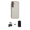 MARSİLYAN™- Galaxy S24 Kılıf Yankı Serisi - Siyah 6D Antistatik Mat Seramik Hayalet Nano Ekran Koruyucu + PVD Metal Kamera Lens - GD