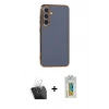 MARSİLYAN™- Galaxy S24 Kılıf Yankı Serisi - Siyah Polymer Nano Ekran Koruyucu + Kamera Lens Koruma Cam - SF