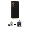 MARSİLYAN™- Galaxy S24 Kılıf Yankı Serisi - Siyah Vanessa Magic Cam + Bilvis Titan Kamera Lens - DNMR